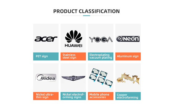 Etiquetas de logotipo de metal de níquel y cobre electroformadas para soluciones de marca personalizadas